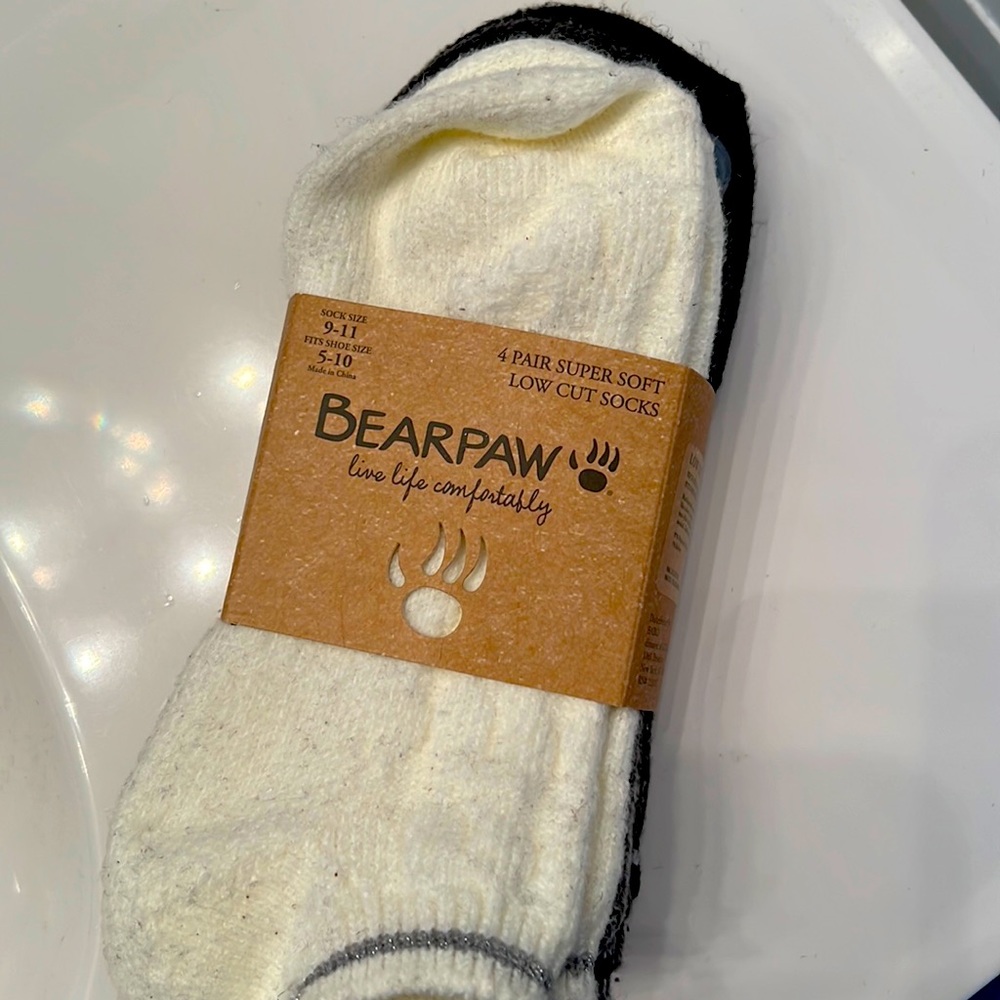Bearpaw socks. Brand new never worn. White, grey and black socks 4 pair
